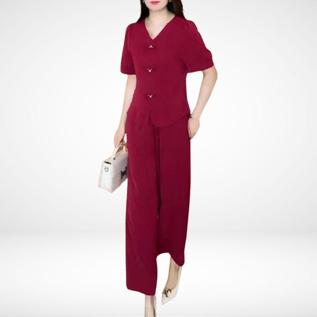 Elsie™ Elegant Short-Sleeve Two-Piece Set