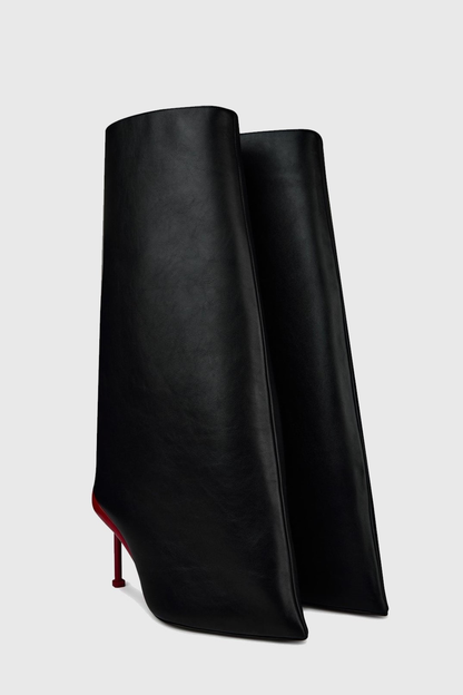 Chloe Slash Flare Knee High Boots