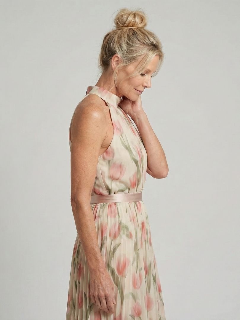 ARVELYNE™  | Halter Neck Floral Midi Dress