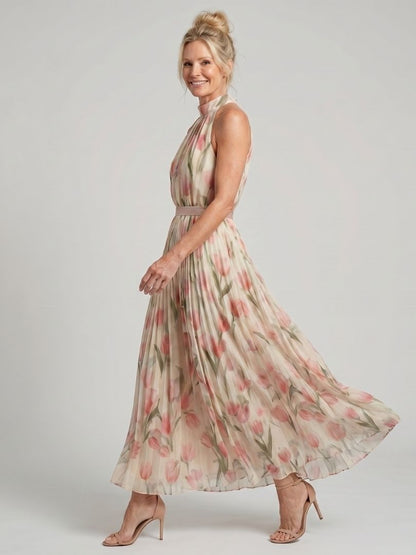 ARVELYNE™  | Halter Neck Floral Midi Dress
