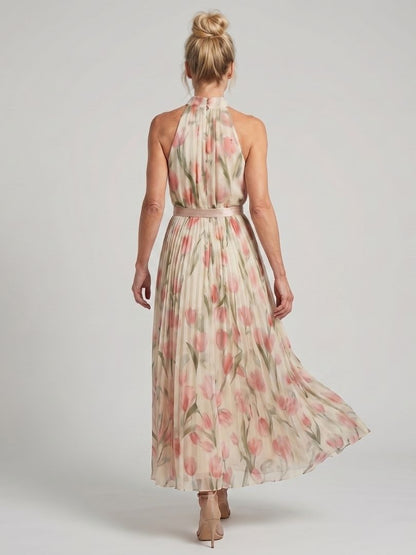 ARVELYNE™  | Halter Neck Floral Midi Dress