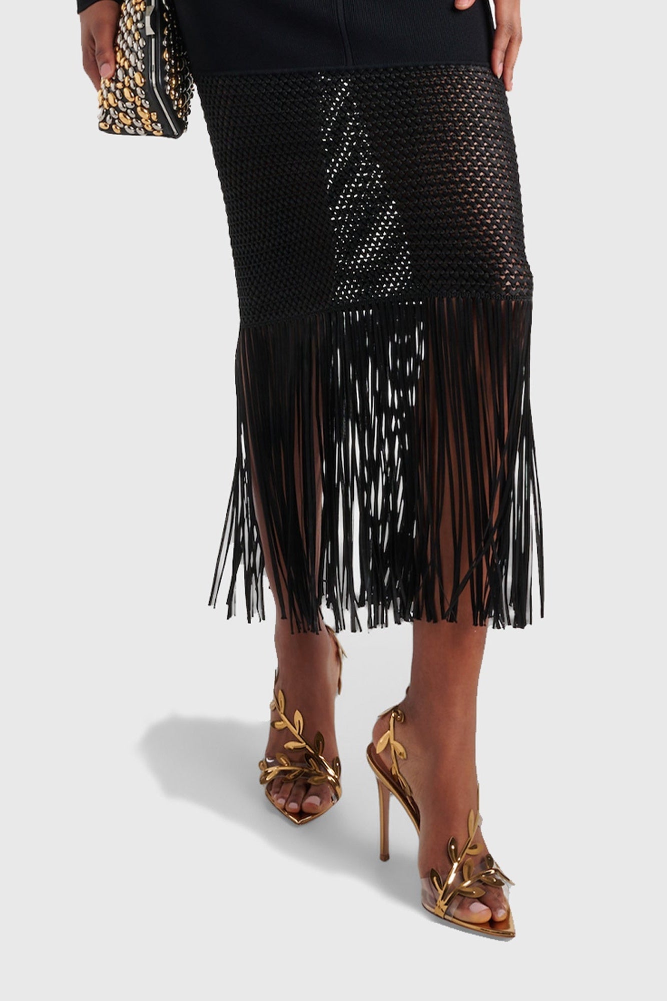 Freya Mirrored Leaf Embellished Slingback Sandals