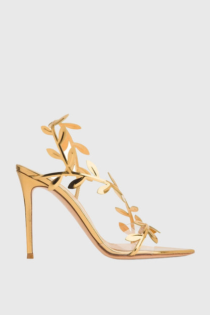 Freya Mirrored Leaf Embellished Slingback Sandals