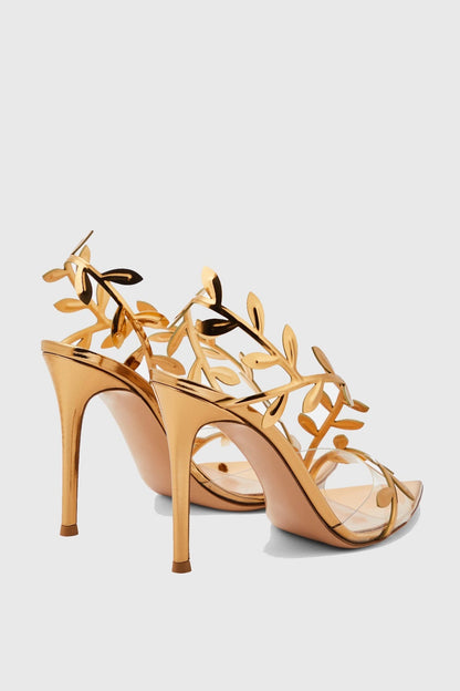 Freya Mirrored Leaf Embellished Slingback Sandals