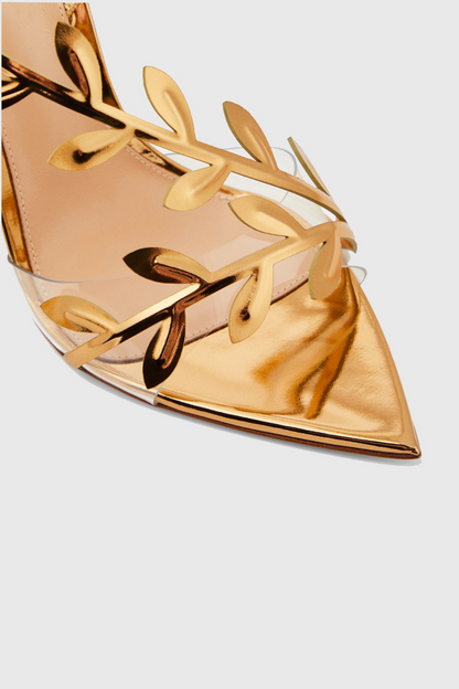 Freya Mirrored Leaf Embellished Slingback Sandals