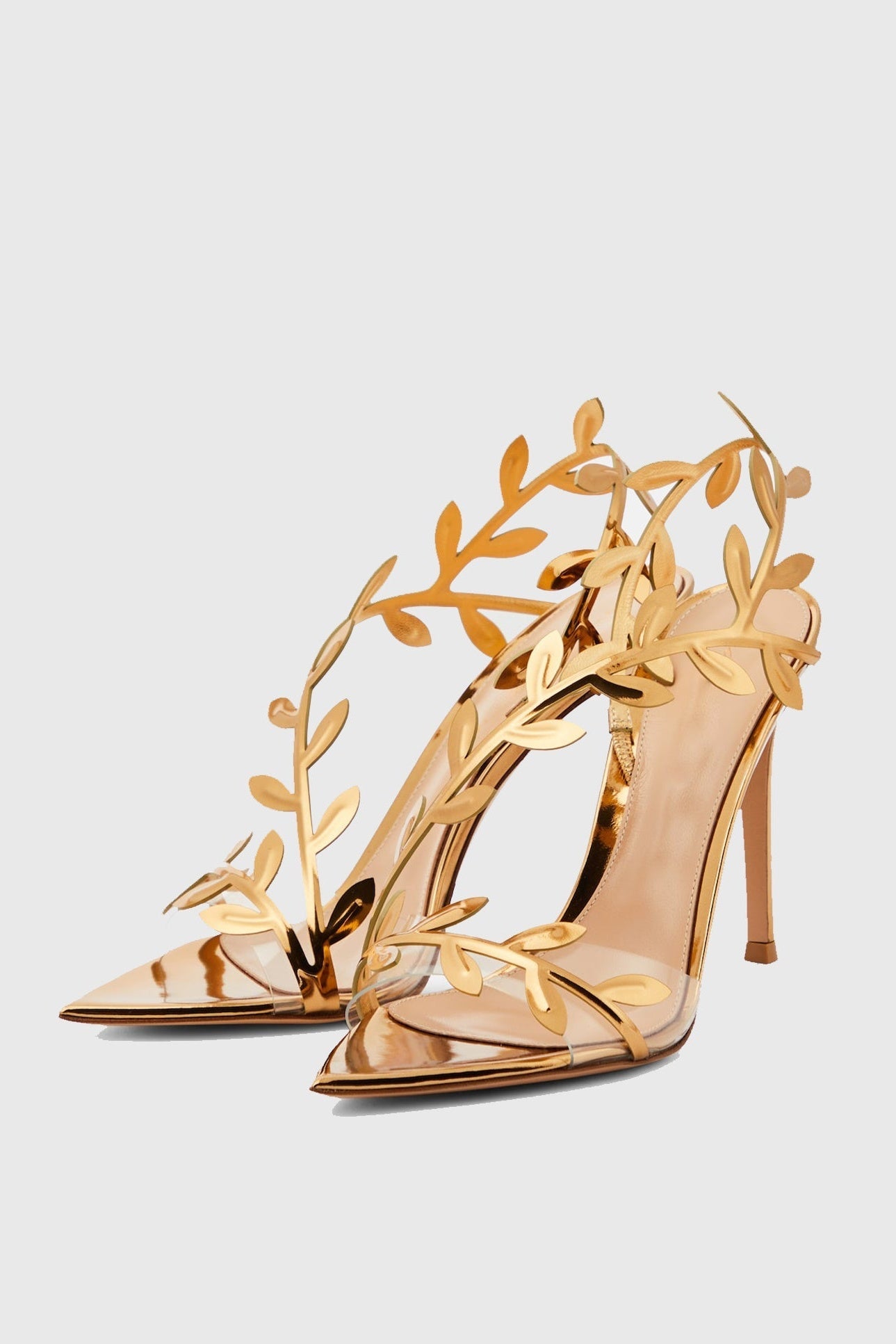 Freya Mirrored Leaf Embellished Slingback Sandals