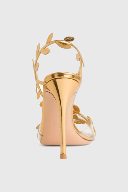 Freya Mirrored Leaf Embellished Slingback Sandals