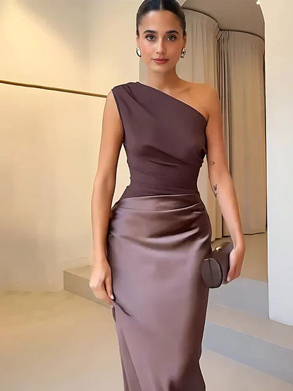 ARVELYNE™  | Maxi Dress with a Guilt in Satin