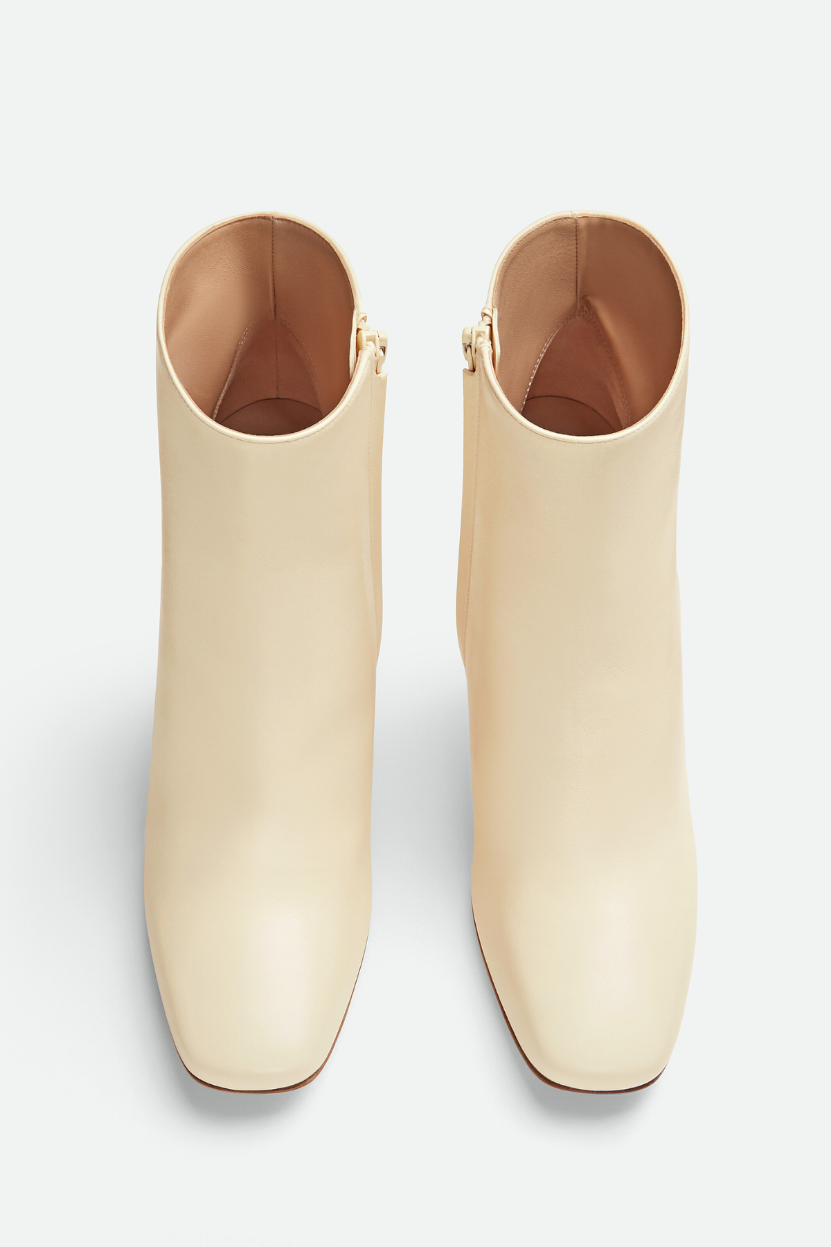 Chloe Leather Metal Knot Ankle Boots - Beige