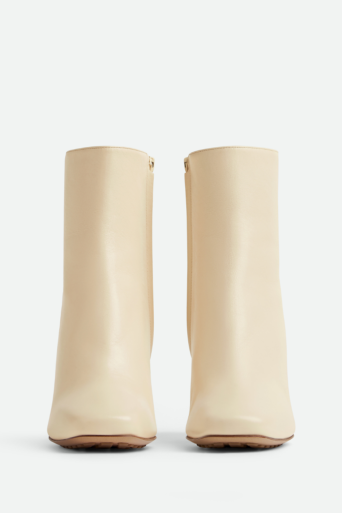 Chloe Leather Metal Knot Ankle Boots - Beige