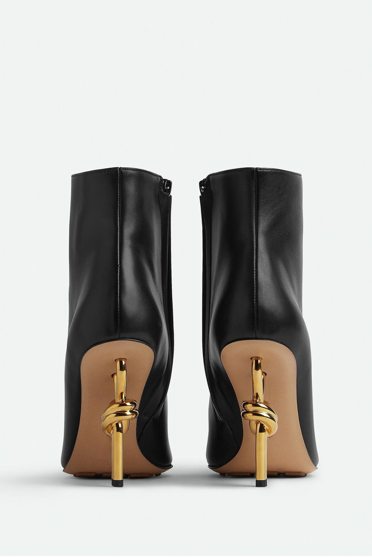 Chloe Leather Metal Knot Ankle Boots - Black