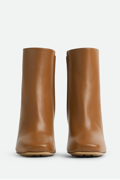 Chloe Leather Metal Knot Ankle Boots - Brown
