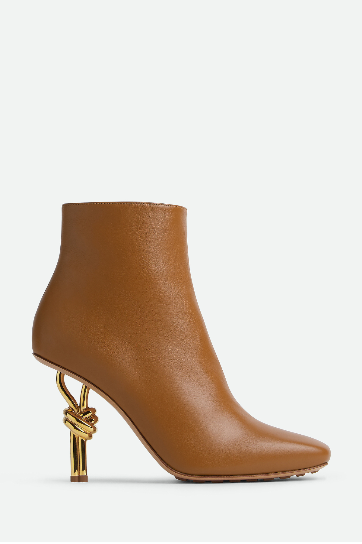 Chloe Leather Metal Knot Ankle Boots - Brown