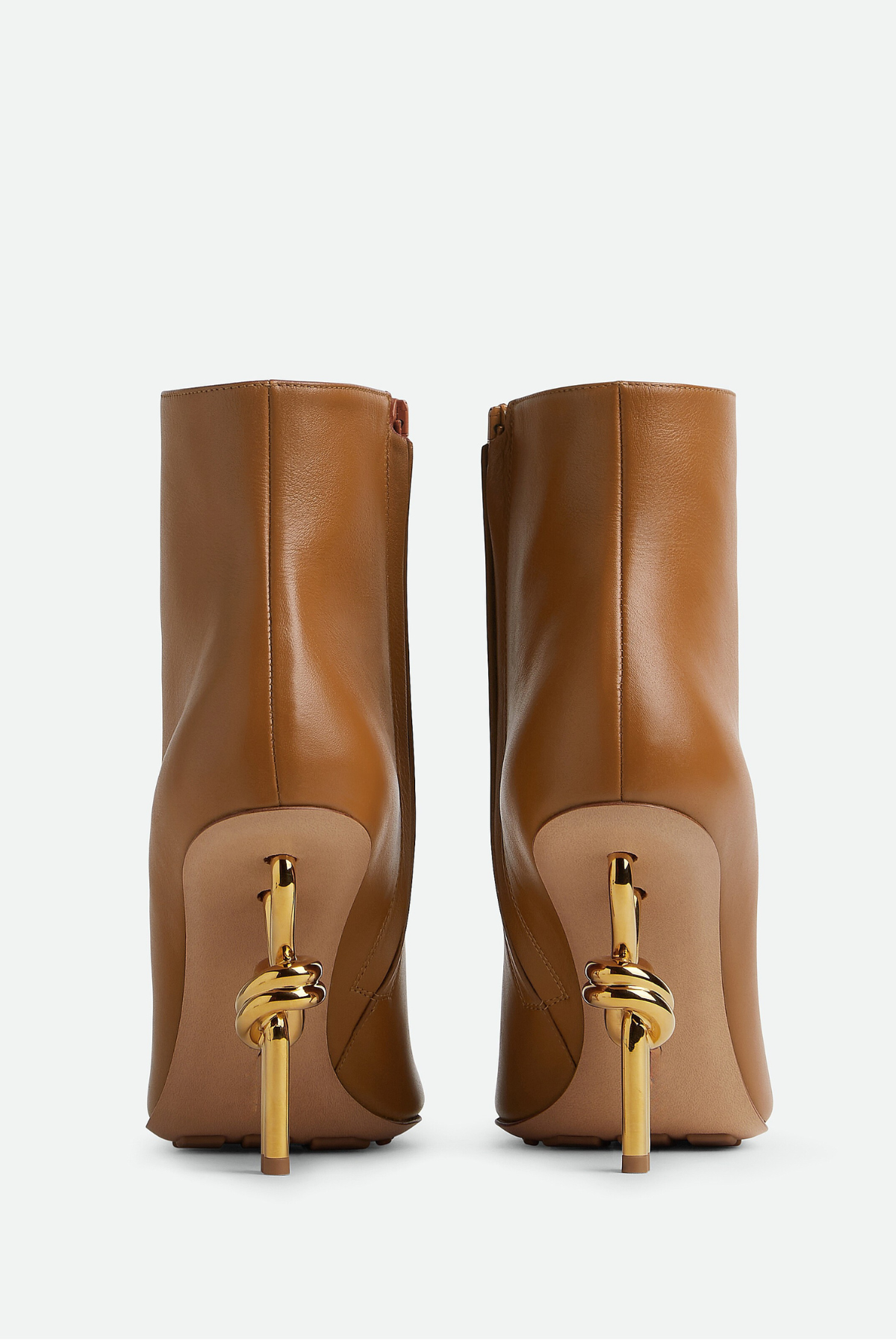 Chloe Leather Metal Knot Ankle Boots - Brown