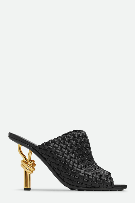 Lily Woven Knot Mules - Black