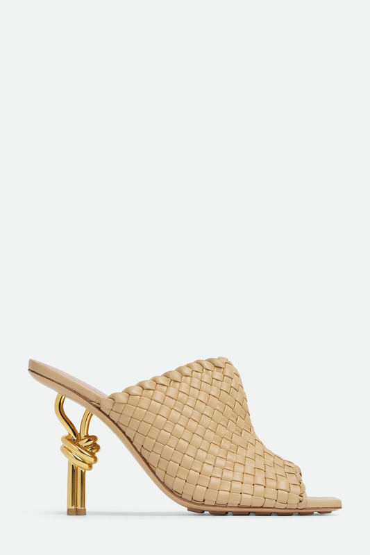 Lily Woven Knot Mules - Beige