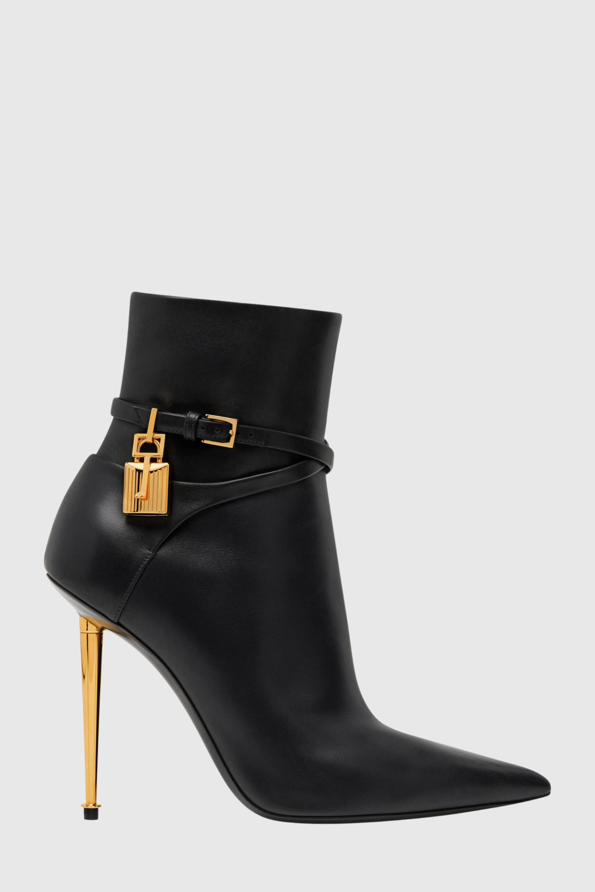 Emma Leather Padlock Ankle Boots - Black