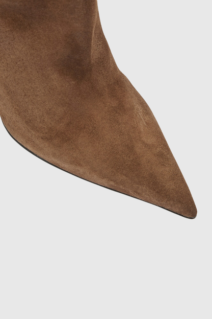 Emily Suede Padlock Ankle Boots - Brown