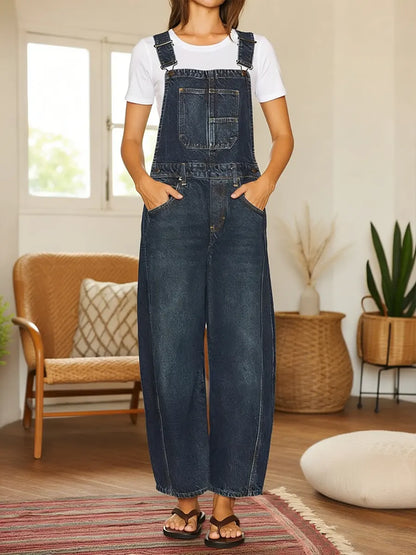 Mia - Denim Dungaree Jumpsuit with Pockets