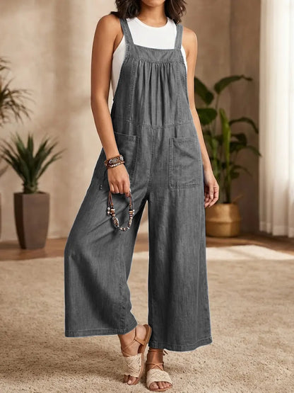 Alice - Relaxed Denim Jumpsuit with Straps