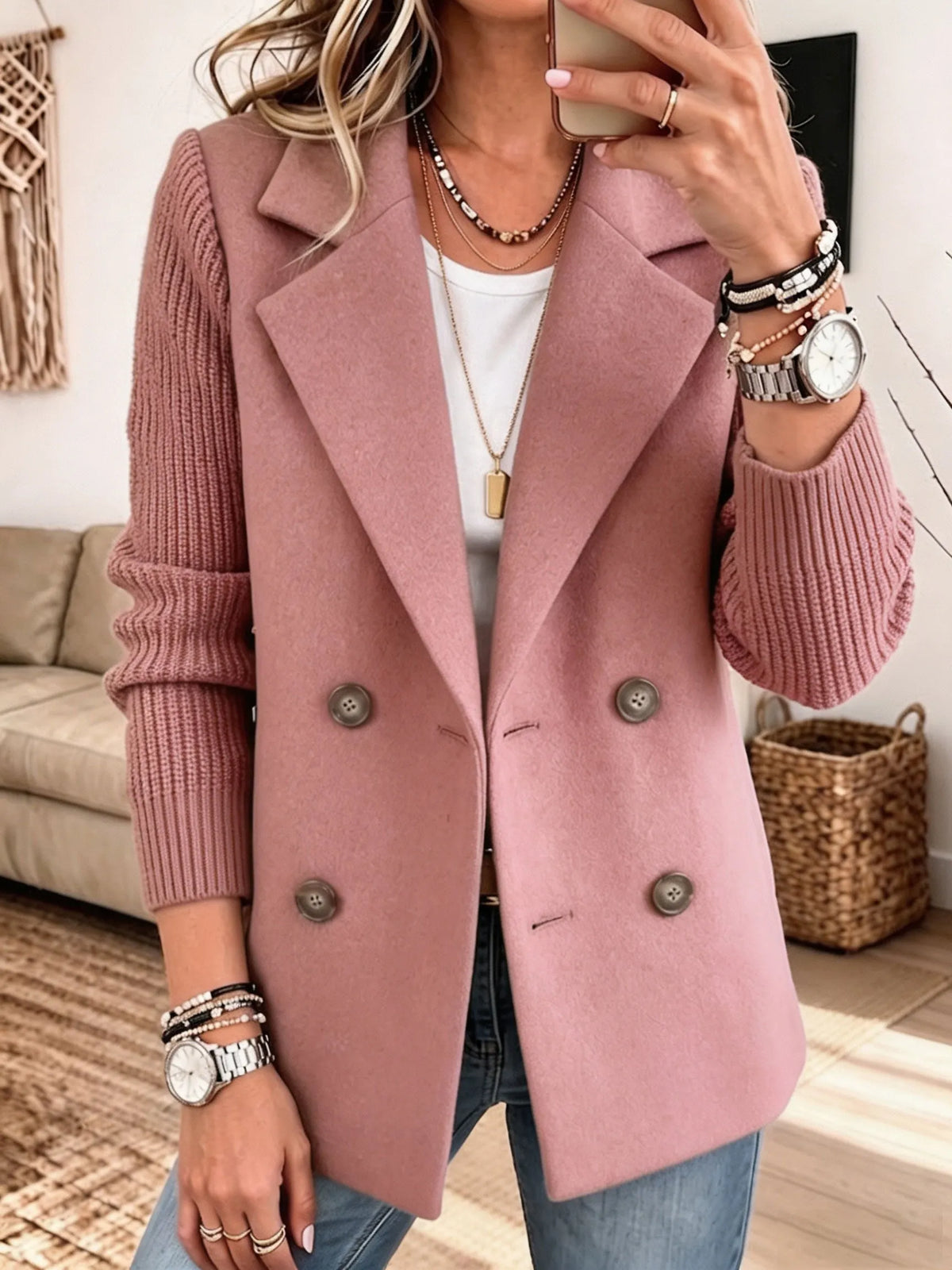 CLARA ELEGANT BLAZER WITH KNIT SLEEVES