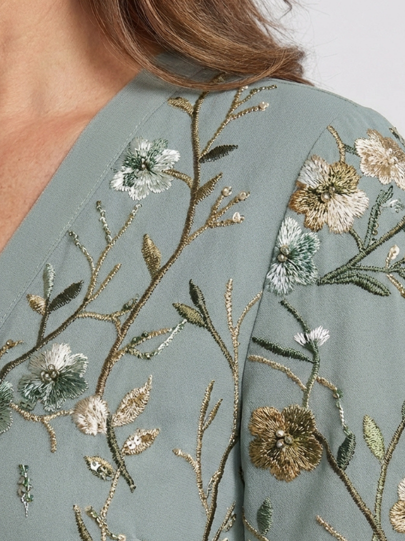 Bethany™  | Floral V Neck Short Sleeve Maxi Dress