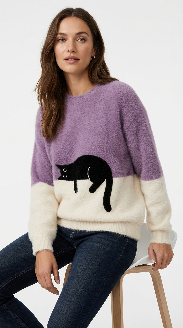 Luna | Cat Print Sweatshirt