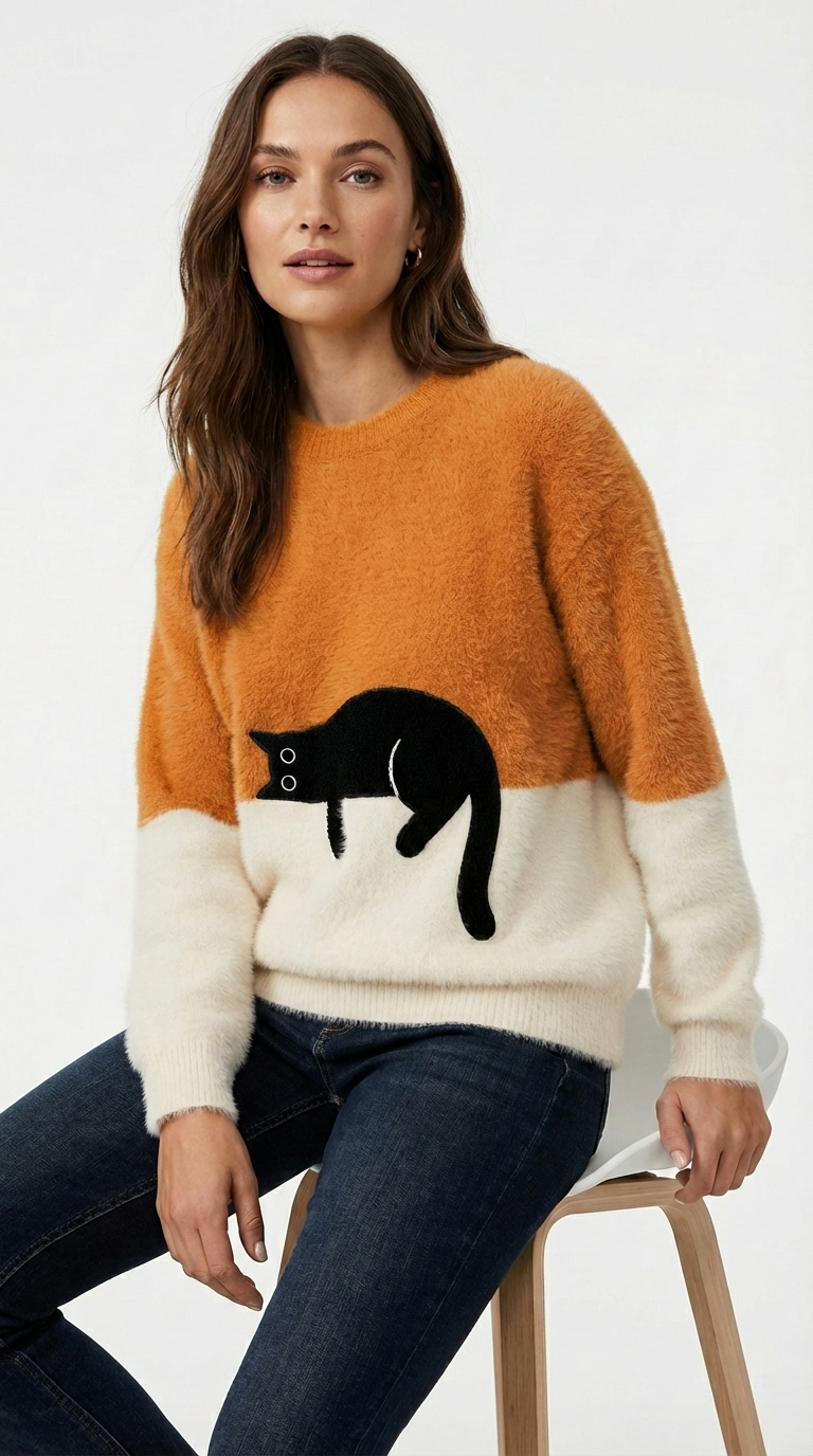 Luna | Cat Print Sweatshirt
