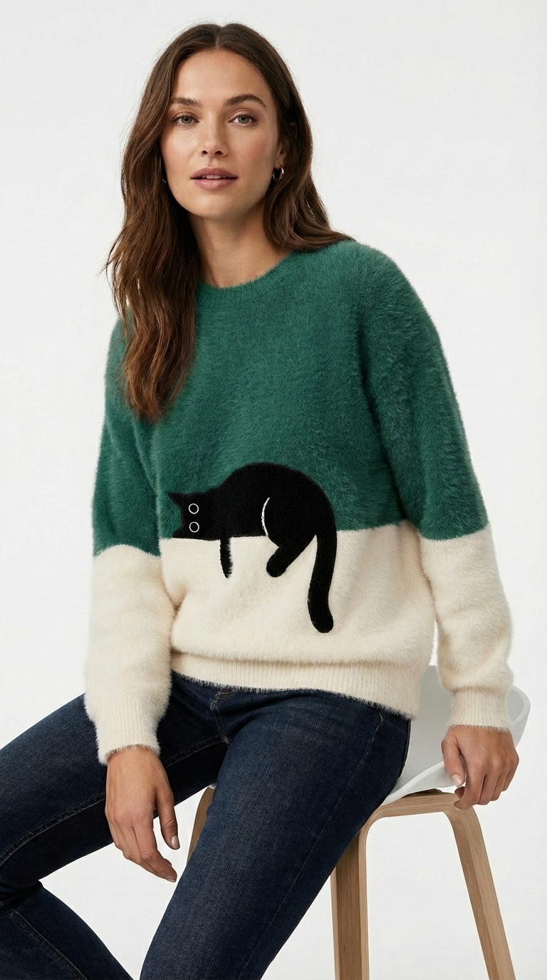 Luna | Cat Print Sweatshirt