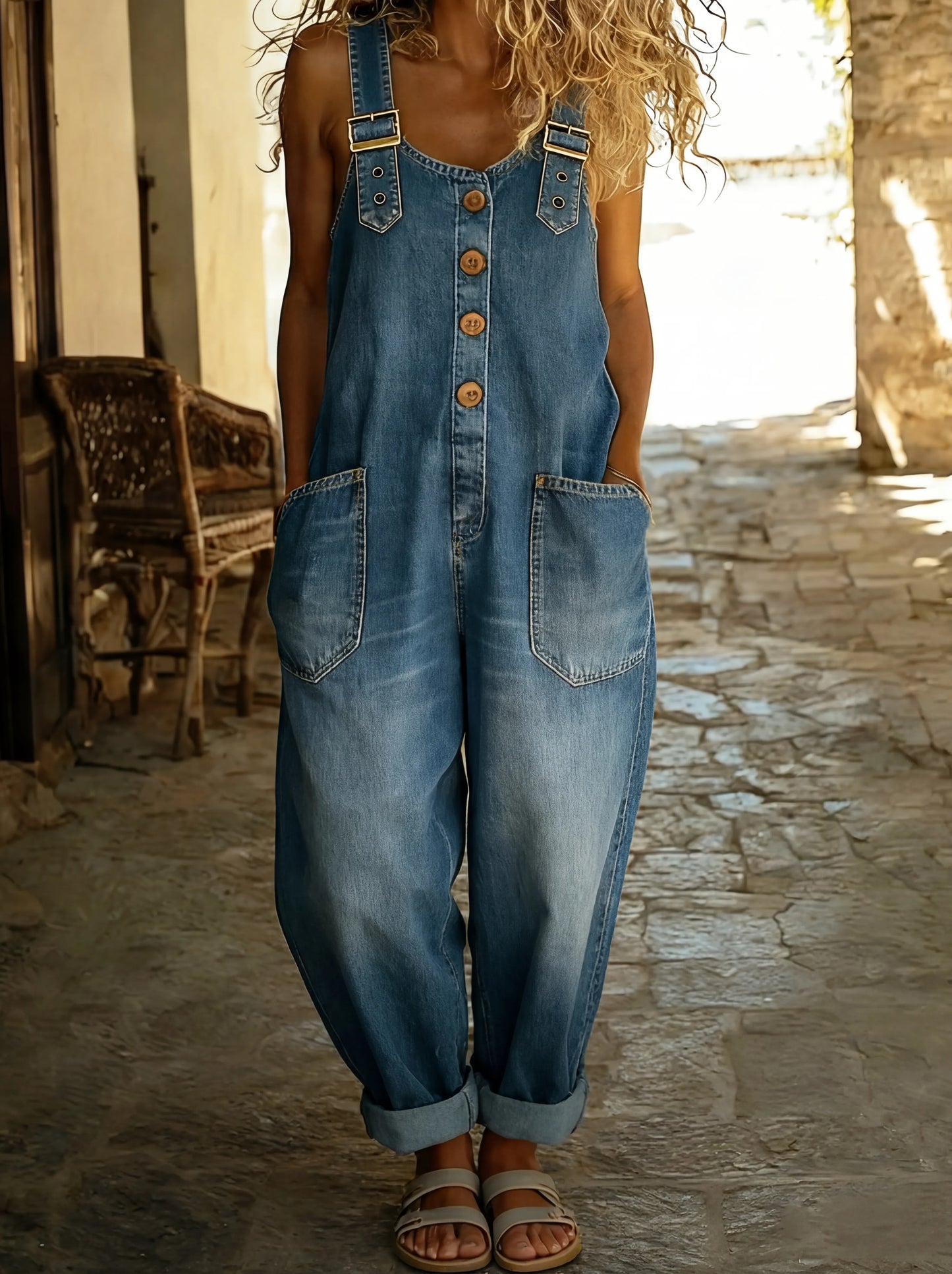 Emily - Denim Jumpsuit with Adjustable Straps