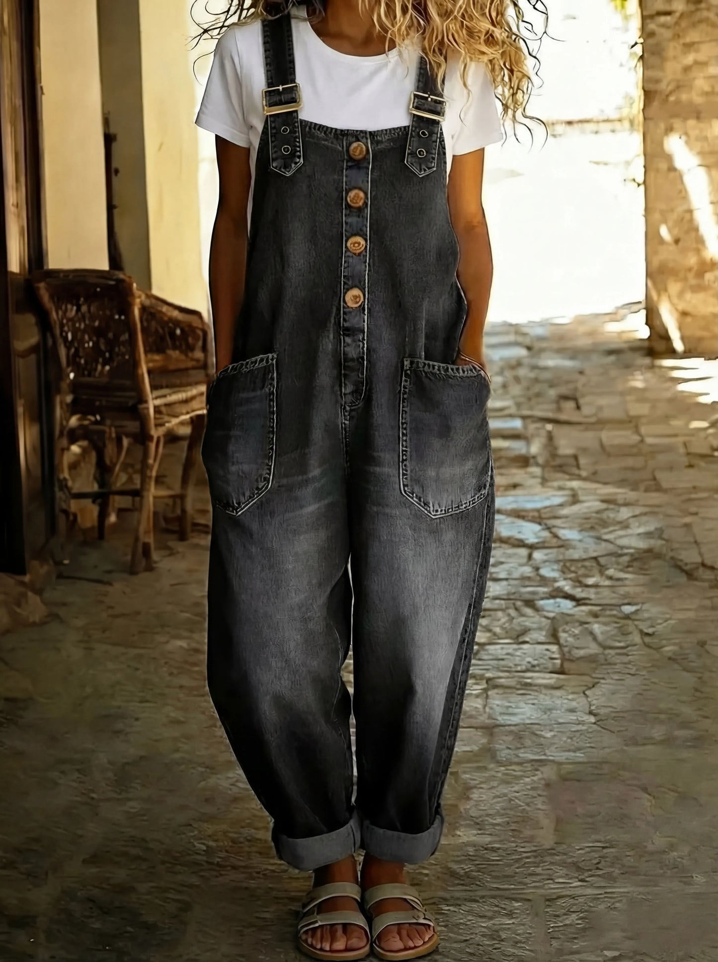 Emily - Denim Jumpsuit with Adjustable Straps