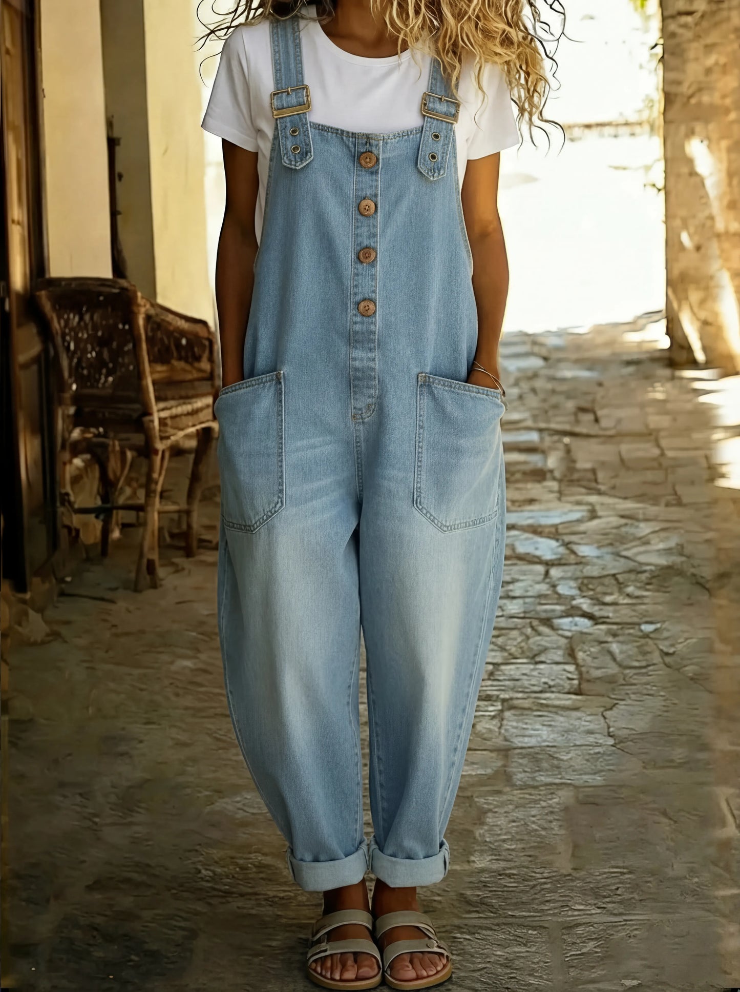 Emily - Denim Jumpsuit with Adjustable Straps