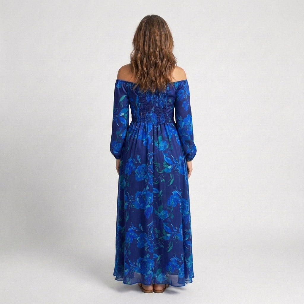 Ellis & Johnson™  | Off Shoulder Floral Maxi Dress