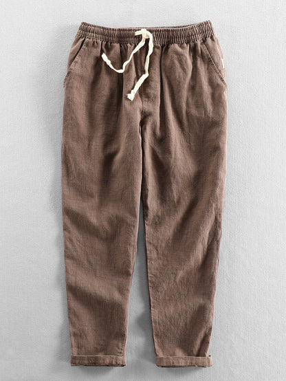 Linen Cotton Blend Cropped Pants