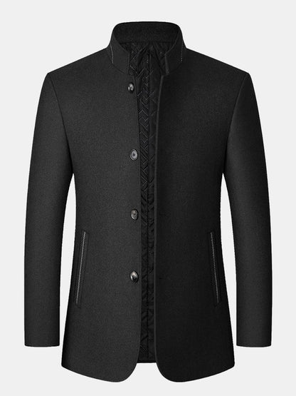 Stand Collar Wool Blended Blazer