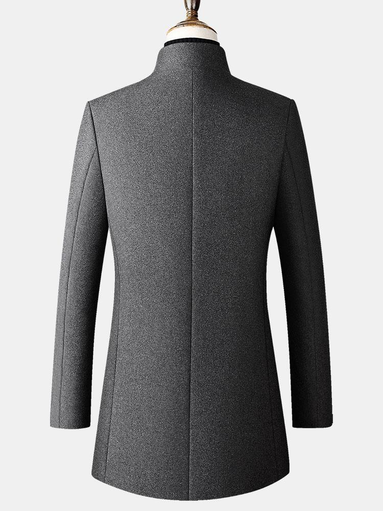 Funnel Neck Woolen Overcoat