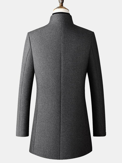 Funnel Neck Woolen Overcoat