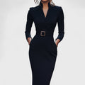 Maye™ Refined Black Dress + FREE belt