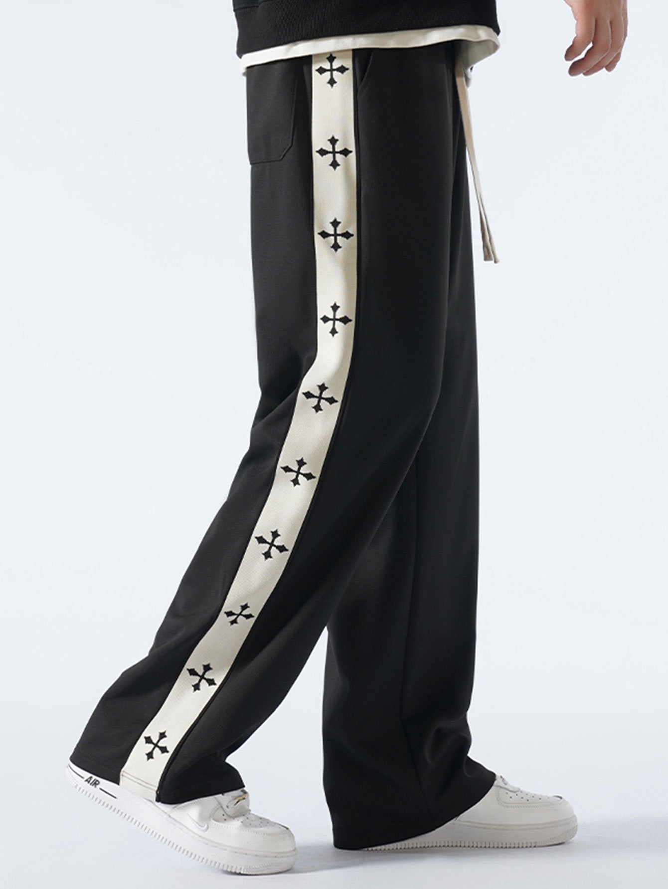 Relax Fit Cross Side Stripe Straight Leg Pants