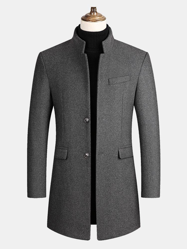Stand Collar Woolen Overcoat