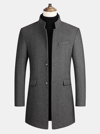 Stand Collar Woolen Overcoat