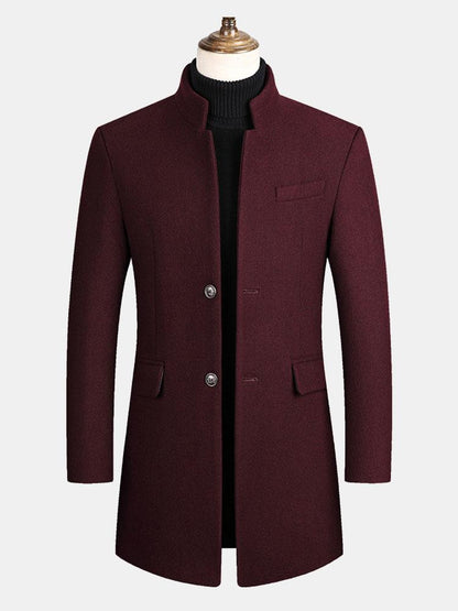 Stand Collar Woolen Overcoat