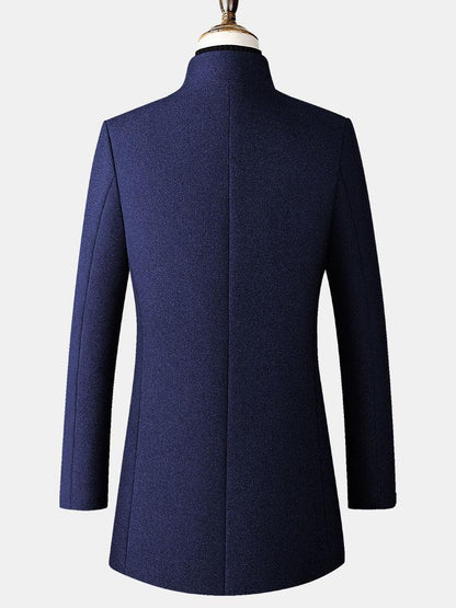 Funnel Neck Woolen Overcoat