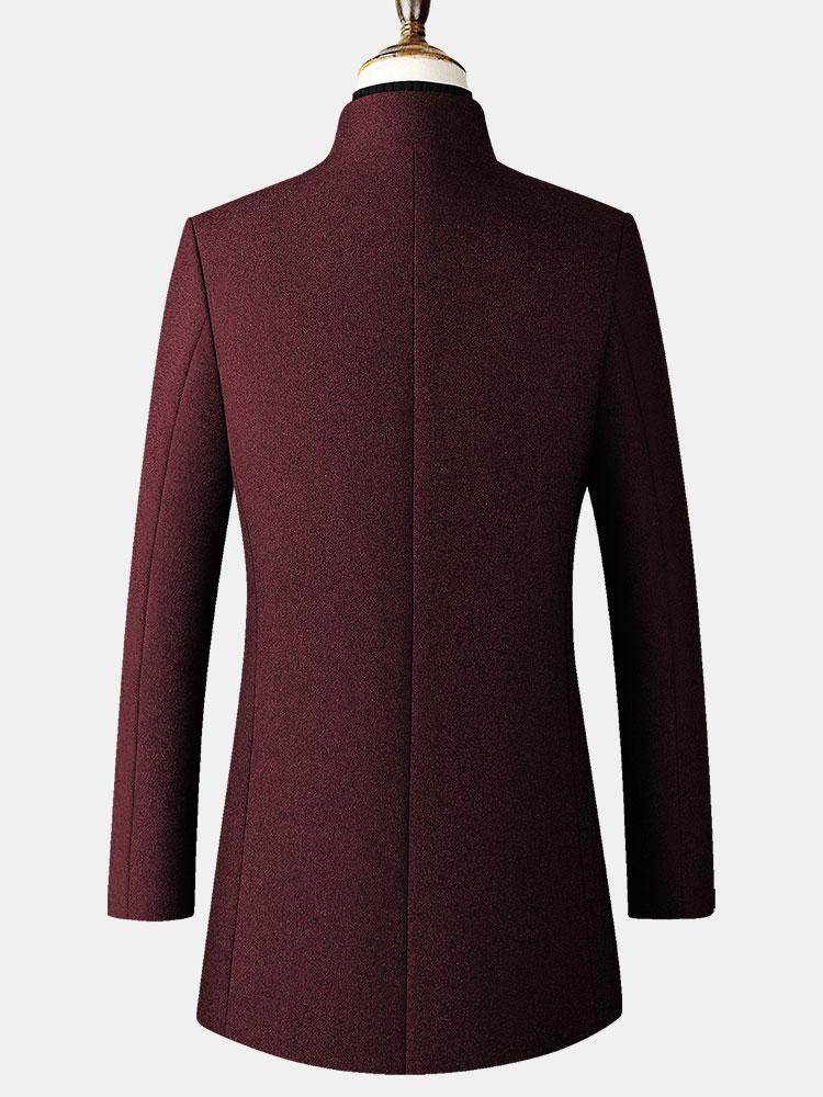 Funnel Neck Woolen Overcoat