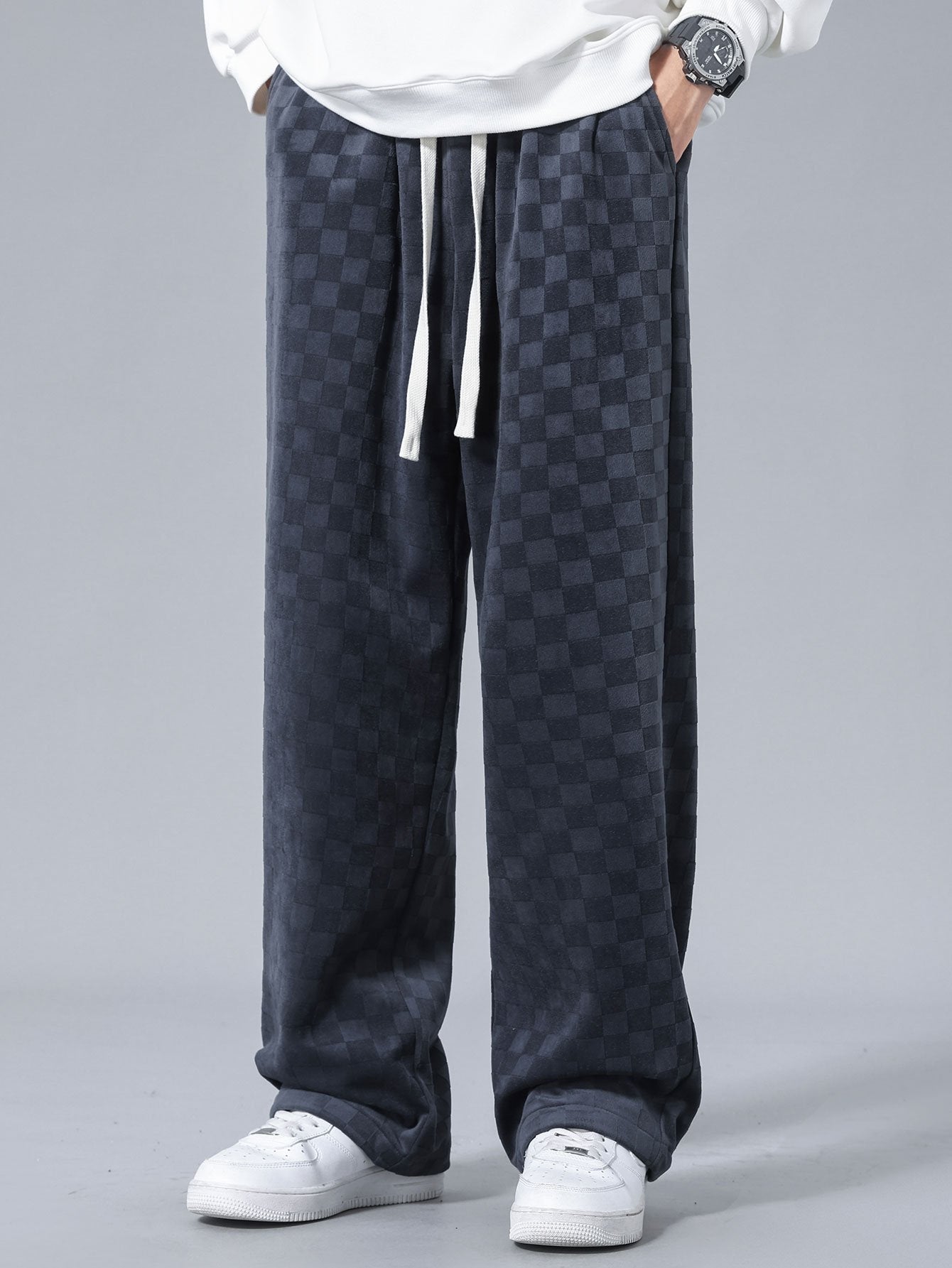 Checkerboard Straight Leg Pants