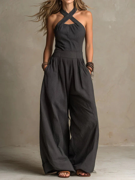 Chloe - Elegant Cross-Neck Jumpsuit